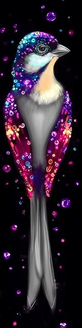 Free bird bookmark featuring a bird with shimmering wings